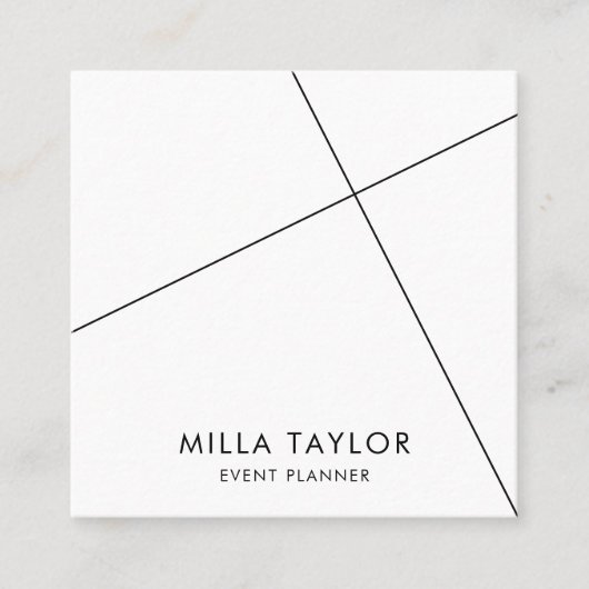 シンプルモダンミニマル黒と白の幾何学的 スクエア名刺 (正面)