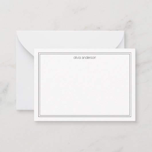 シンプルモダンミニマル黒二モノグラム縁ど ノートカード (正面)