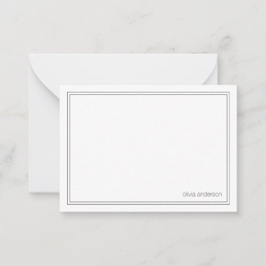 シンプルモダンミニマル黒二モノグラム縁ど ノートカード (正面)