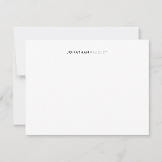 シンプルモダンミニマル黒灰色フルネーム ノートカード (正面)