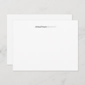 シンプルモダンミニマル黒灰色フルネーム ノートカード (正面/裏面)