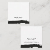 シンプルモダンミニマル黒・白アートブラシ スクエア名刺 (正面/裏面)