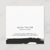 シンプルモダンミニマル黒・白アートブラシ スクエア名刺 (裏面)