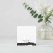 シンプルモダンミニマル黒・白アートブラシ スクエア名刺 (スタンド正面)