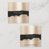 シンプルモダンミニマル黒・白アートブラシ スクエア名刺 (正面/裏面)