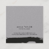 シンプルモダンミニマル黒・白アートブラシ スクエア名刺 (裏面)