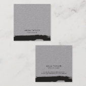 シンプルモダンミニマル黒・白アートブラシ スクエア名刺 (正面/裏面)