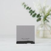 シンプルモダンミニマル黒・白アートブラシ スクエア名刺 (スタンド正面)