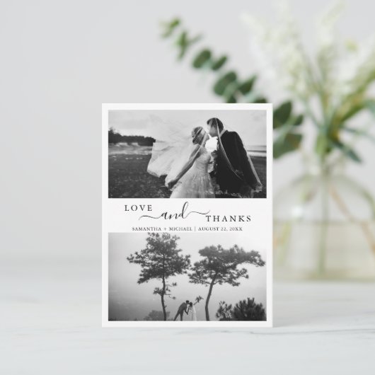 シンプルモダンミニマル2写真あり結婚がとう ポストカード (スタンド正面)