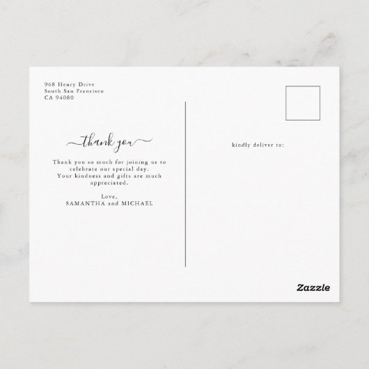 シンプルモダンミニマル2写真あり結婚がとう ポストカード (裏面)