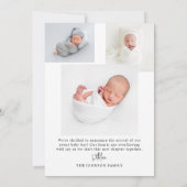 シンプルモダンミニマルArchベビーフォト誕生 案内状 (裏面)