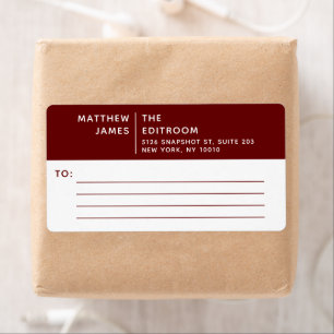 シンプルモダンミニマルBurgundy White Business ラベル