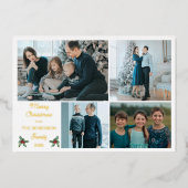 シンプルモダンミニマルMerry Christmas 4写真 箔シーズンカード (正面)