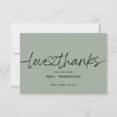 シンプルモダンミニマルScriptブライダルシャワー サンキューカード (正面)