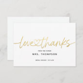 シンプルモダンミニマルScriptブライダルシャワー サンキューカード (正面/裏面)