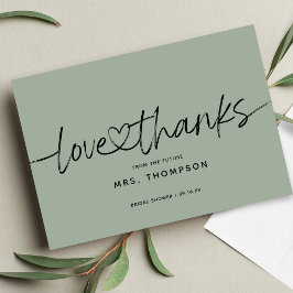 シンプルモダンミニマルScriptブライダルシャワー サンキューカード