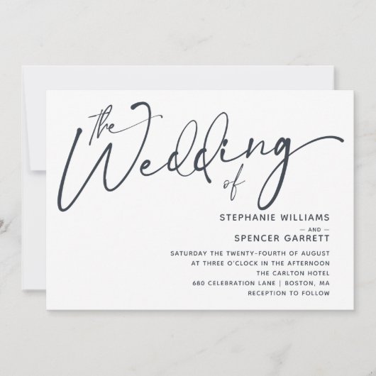 シンプルモダンミニマルScript結婚式招待状 招待状 (正面)