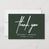 シンプルモダンミニマルScript Forest Green サンキューカード (正面)