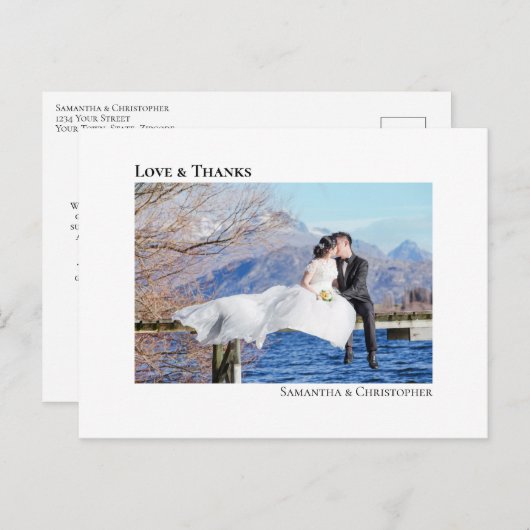 シンプルモダンミニマ結婚リストの写真感謝してい愛 ポストカード (正面/裏面)
