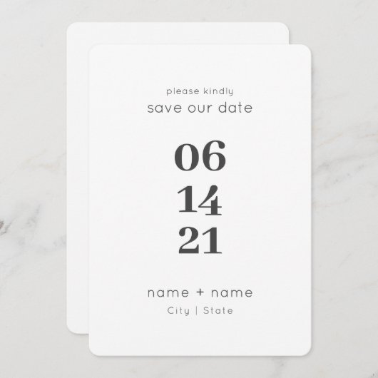シンプルモダンミニマ結婚リストの大人数 セーブザデート (正面/裏面)
