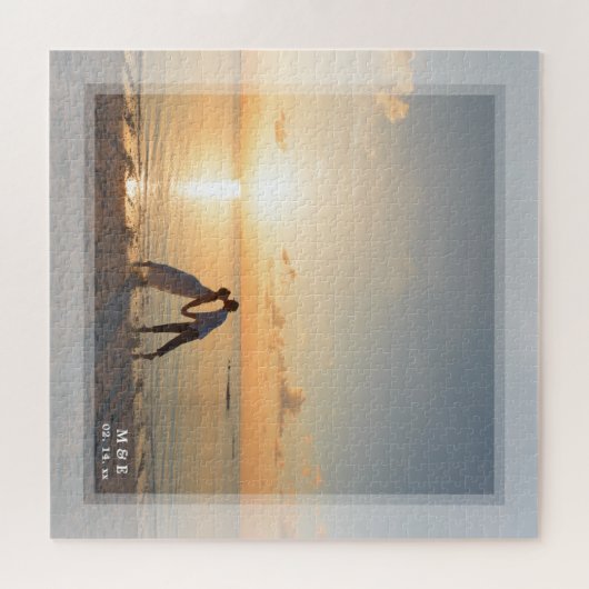 シンプルモダンミニマ結婚リスト記念写真 ジグソーパズル (横)