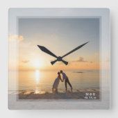 シンプルモダンミニマ結婚リスト記念写真 スクエア壁時計 (正面)