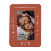 シンプルモダンミニマ結婚ル写真救の日付 マグネット (縦)