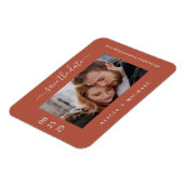 シンプルモダンミニマ結婚ル写真救の日付 マグネット (左側)