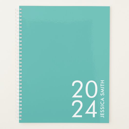 シンプルモダンミントパーソナライズされた プランナー手帳 (正面)