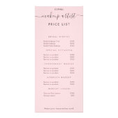 シンプルモダンメイクアップアーティスト価格表ピンク ラックカード (正面)