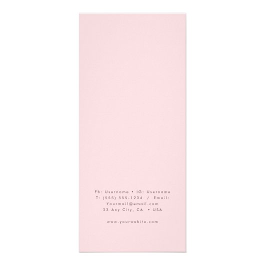 シンプルモダンメイクアップアーティスト価格表ピンク ラックカード (裏面)