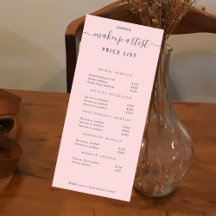 シンプルモダンメイクアップアーティスト価格表ピンク