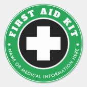 シンプルモダンメディカルグリーンブラックとホワイトクロス ラウンドシール (正面)