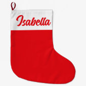 シンプルモダンメリー・クリスマス赤と白スクリップ ラージクリスマスストッキング (正面)