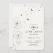 シンプルモダンモスグリーンダンデリオ結婚ズ 招待状 (正面)