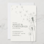 シンプルモダンモスグリーンダンデリオ結婚ズ 招待状 (正面)