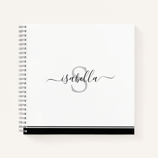 シンプルモダンモノグラムのエレガント ノートブック (正面)