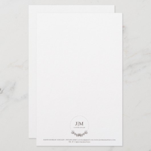 シンプルモダンモノグラムジュエラースクエアビジネスカー 便箋 (正面/裏面)