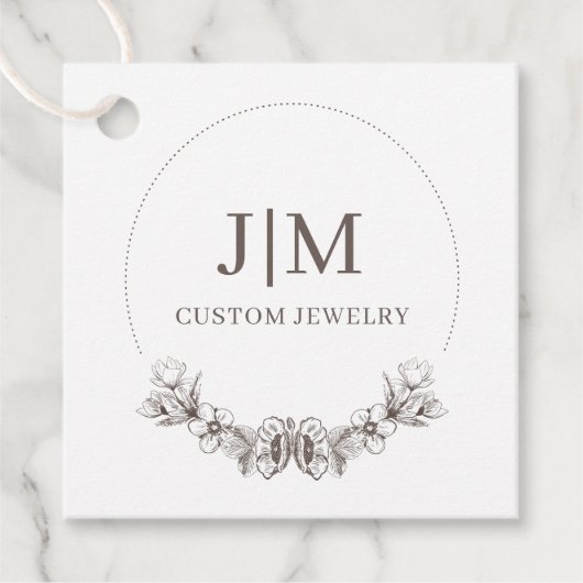 シンプルモダンモノグラムジュエラー製品つるラベル フェイバータグ (正面)