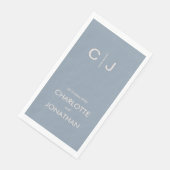 シンプルモダンモノグラムダスティー結婚ブルー (コーナー)