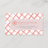 シンプルモダンモノグラムピンク&レッド 名刺 (裏面)