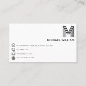 シンプルモダンモノグラムブラック&ホワイト 名刺 (裏面)