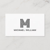 シンプルモダンモノグラムブラック&ホワイト 名刺 (正面)