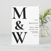 シンプルモダンモノグラム白黒結婚ズ 招待状 (スタンド正面)
