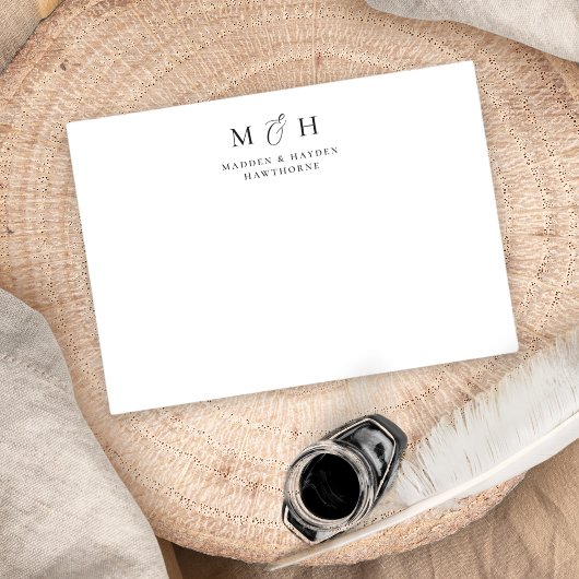 シンプルモダンモノグラム結婚カップル文房具 ノートカード