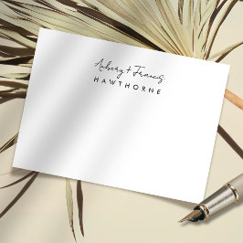 シンプルモダンモノグラム結婚カップル文房具 ノートカード