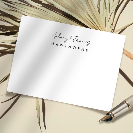 シンプルモダンモノグラム結婚カップル文房具 ノートカード