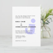 シンプルモダンモノグラム結婚ペリウィンクル 招待状 (スタンド正面)