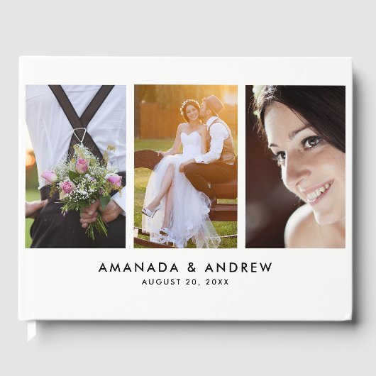 シンプルモダンモノグラム結婚写真のゲストブック ゲストブック (正面)