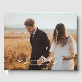 シンプルモダンモノグラム結婚写真のゲストブック ゲストブック